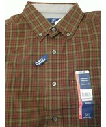 GEORGE WRINKLE RESISTANT Burgundy Plaid Long Sleeve Button Front Shirt S... - $65.76 MXN
