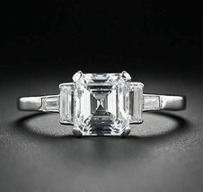 2.50Ct Asscher Cut Moissanite 925 Sterling Silver Engagement Five Stone Ring - £98.89 GBP