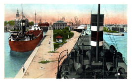 The Soo Lock Sault Ste Marie Boat Michigan Unused Postcard - $67.35