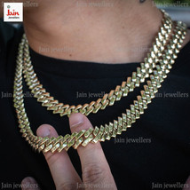 REAL GOLD 18 Kt, 22 Kt Yellow Gold Prong Cuban Link Chain Men&#39;s Necklace... - $9,615.50+