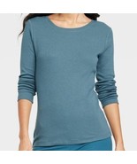 A New Day Long Sleeve Ribbed T-Shirt Basic Blue Shirt Long Sleeve Layer ... - £7.82 GBP