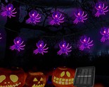 Halloween Solar Outdoor String Lights, 50 Purple Spider Lights with 8 Mo... - $31.99
