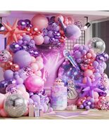 K-Pop Birthday Decor – Pink/Purple Balloon Garland with Music &amp; Disco Ball - $41.99