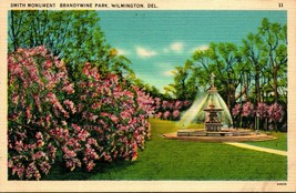 Smith Monument Brandywine Park Wilmington Delaware DE Linen Postcard A8 - £2.51 GBP