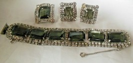 Vintage Juliana Smoky Grey Glass &amp; Clear Rhinestone Bracelet Set - £194.76 GBP