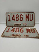 1970 License Plate Ohio Pair 1486 MU - $19.79