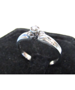 Vintage 10K White Gold 3 Diamond Engagement Ring Sz 7 Antique Traditiona... - $139.99