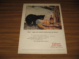 1947 Print Ad Calvert Blended Whiskey Bear Cub, Snow &amp; Ski&#39;s - £12.63 GBP