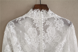 White V-Neck Lace Tops Bridal Custom Plus Size Floral Lace Top Blouse image 2