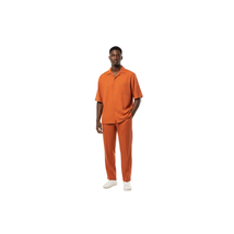 Men 2pc Walking Leisure Suit Short Sleeves By DREAMS 256-09 Solid Papaya image 5