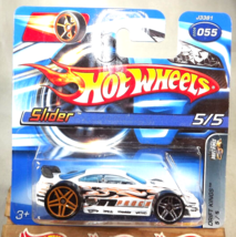2006 Hot Wheels #55 Drift Kings 5/5 SLIDER White w/Orange-Chrome Pr5s Short Card - £6.66 GBP