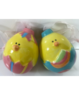 Colorful Yellow Boy and Girl Chick Egg Easter Tree Ceramic Decorations - $27.06 CAD