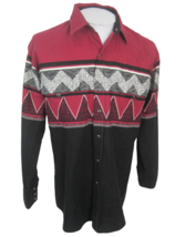 Roper vintage Men shirt WESTERN Aztec long sleeve pit to pit 24 L pearl snaps - £31.64 GBP