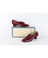 NOS Vtg 90s Streetwear Womens 7.5 AA Chunky Heel Braided Leather Shoes W... - $135.67 CAD