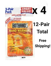 HOT HANDS 24CT (12 PAIR) 4X 3-PAIR PACK HAND WARMERS USA! 5/22 - £10.08 GBP
