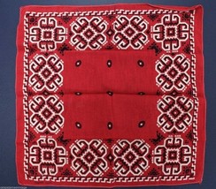 Vintage RETRO Antique Bandana 15&quot; Selvedge 100%  Cotton Red Unique Patte... - $39.20