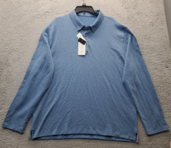 Van Heusen Polo Shirt Mens 2XL Blue Regular Fit Stretch Side Slit Collar Popover - $27.80