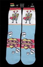 Odd Sox Knits Valentines Sponge Bob &quot;All You Need Is Love&quot; Crew Socks Men&#39;s 6-13 - £11.98 GBP