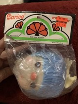Vintage Darice Craft Supplies 3" Doll Head & Hands Blue Yarn Hair  # 50019 - $17.70