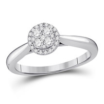 14kt White Gold Round Diamond Fashion Cluster Ring 1/4 Cttw - £463.99 GBP