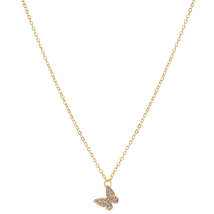 Cubic Zirconia &amp; 18K Gold-Plated Butterfly Pendant Necklace - £10.21 GBP