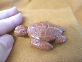 (Y-TUR-SE-705) Orange Goldstone SEA TURTLE gemstone figurine carving turtles - £14.09 GBP