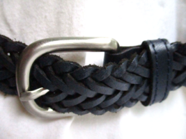 Womens Braided Black Genuine Leather Belt 28 to 30 Waist Made in Argentina - $17.10