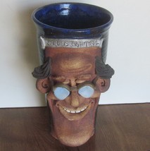 Jac Genovese &quot;Bald Is Beautiful&quot; 3D Funny Clay Mug Huge Glasses Signed In Clay - £15.66 GBP