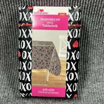 Valentines Day PEVA 60x84 Vinyl Flannel Back  Tablecloth XO Lips Hearts NWT - £13.10 GBP