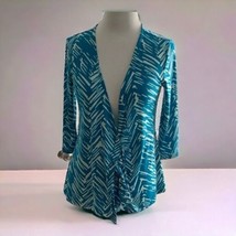 Banana Republic vneck wrap blouse turquoise white partial sleeve abstract XS - £19.15 GBP