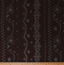 Embroidered Floral Vines Sequins Dark Chocolate Brown Fabric by Yard (D245.04) - £7.95 GBP