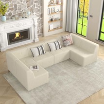 U-Shaped Modular Sectional Sofa: Space-Saving Beige - $1,288.99