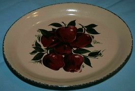 HOME &amp; GARDEN PARTY POTTERY APPLES OVAL SERVING PLATTER RED STONEWARE - $26.13
