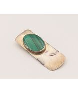 DESIGNER 925 Silver  Vintage Minimalist Oval Malachite Brooch Pin  BP10224 - $123.04