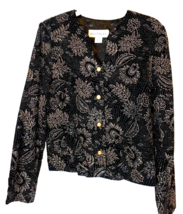 Norton McNaughton Glitzy Jacket Embroidered with Gold Threads Brocade Si... - $24.15