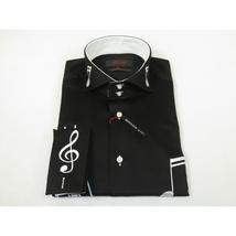 Mens AXXESS Musician Singer Cotton Shirt Turkey Musical Notes 724-22 Black White image 6
