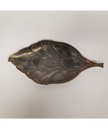 Vintage TAJ Importing 10&quot; Metal Leaf Trinket Serving Dish, Kitchen Decor  - £19.42 GBP