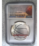 2020-P BASKETBALL HALL FAME $1 COLORIZED SILVER DOLLAR COIN NGC PF69 UC ... - $90.21 CAD