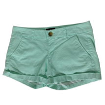 American Eagle Outfitters Midi Chino Shorts 6 Mint Green Polka Dot Stretch - $25.74