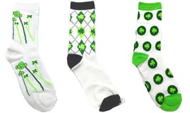 Women’s St Patrick’s CREW SOCKS Novelty Lucky Irish Shamrock Spring Gree... - £2.77 GBP