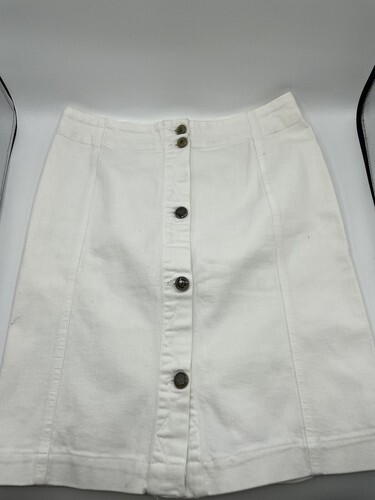Alexander McQueen Italy Women Skirt Size 40 White Denim Jeans Pencil But... - $39.19