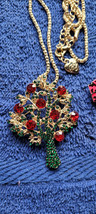 New Betsey Johnson Necklace Tree Red Rhinestone Summer Spring Collectibl... - £11.84 GBP
