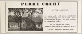 1948 Print Ad Perry Court Motel Hotel 56 Units in Perry,Georgia - £8.74 GBP