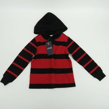 Chaps Boys Red Black Striped Thermal Hoodie 4 - $13.86