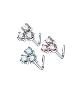 Dainty 3 Stone Crystal Cluster Nose Ring / 20 Gauge / Pink, Clear or Blue - $12.28 CAD