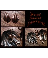 1980&#39;s Signed YSL Copper clip on earrings. SHIPS FREE - £46.08 GBP
