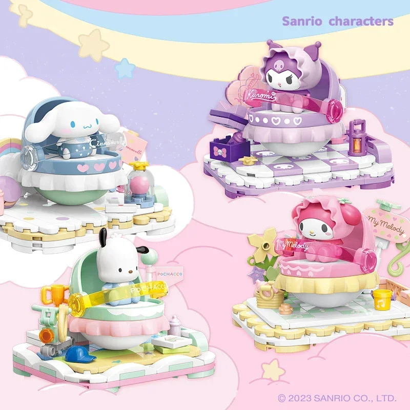 Sanrio Series Building Blocks My Melody Kuromi Pochacco Anime Figure Assembly - £21.49 GBP