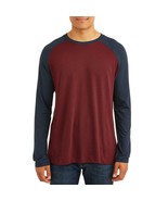 Men&#39;s Medium Long Sleeve Crewneck Raglan T-Shirt Red Black Pullover Spring  - £15.53 GBP