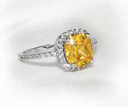 2.0 Ct Womens Yellow Cushion Cut CZ Engagement RING White Gold Plated SIZE 5-9 - $16.57+