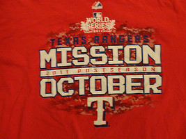 Mlb Red Majestic Texas Rangers 2011 Mission October Adult Xl Nice Free Us Ship - £13.97 GBP